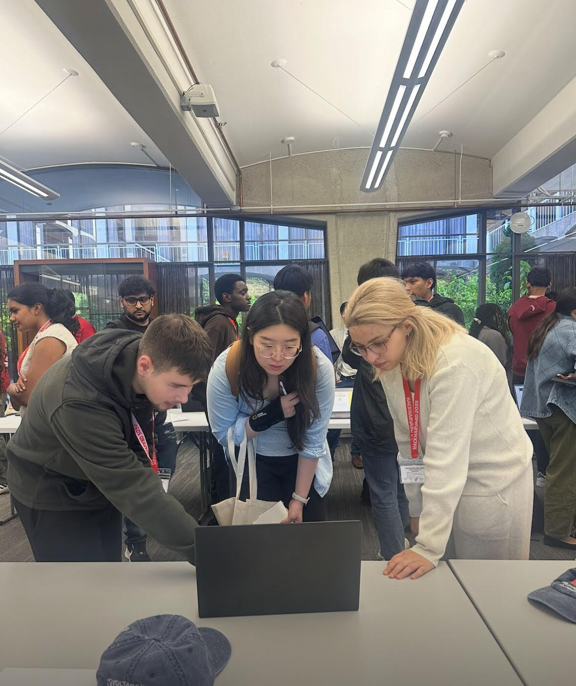 presenting the project to a judge at hackharvard 2025